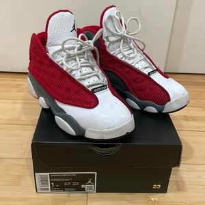 Jordan retro 13 size 1y red grey and white